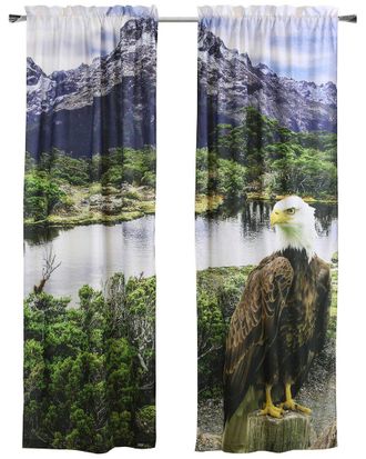 Habitat Set Of 2 Photo Real Bald Eagle Light-Filtering Pole Top 37X84 Curtain Panels