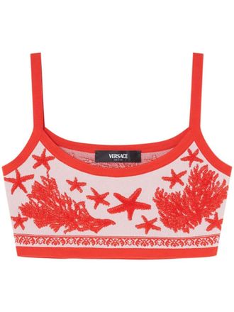Versace Barocco Sea knitted crop top - Pink