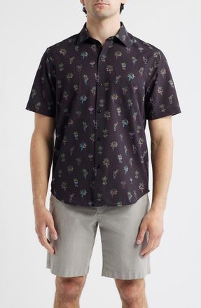Tommy Bahama Bahama Coast Neon Sips IslandZone Short Sleeve Button-Up Shirt in Matte Black at Nordstrom, Size Xxx-Large