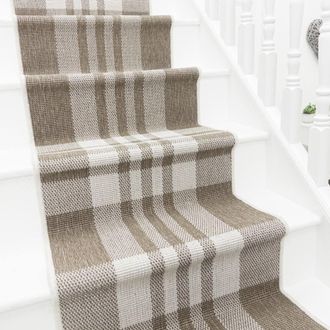 Runrug Stair Runner Carpet - Reversible & Durable, 2mm - Chequered in Beige | Size: 60 cm x 690 cm