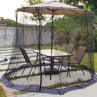 OEM Mosquitera Para Sombrilla De Patio Con 2 Puertas Con Cremallera Y Cuerda Ajustable, Mosquitera De Malla De Poli&eacute;ster Para Sombrillas De Exterior Y Mes