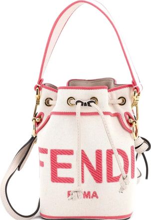 Fendi Borsa a secchiello Mon Tresor mini in tela con logo - Rosa