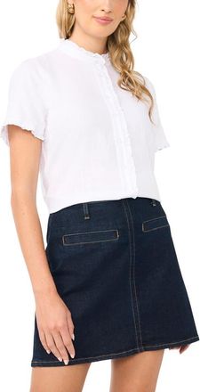 Vince Camuto Ruffle Button-Up Shirt in Ultra White at Nordstrom, Size Xx-Large