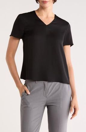 Theory Minimal V-Neck Silk T-Shirt in Black at Nordstrom Rack, Size X-Large