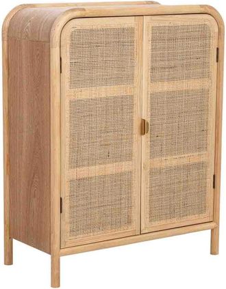 Wanderlust Deco Armario de madera y rat&aacute;n marr&oacute;n 80x37x101h cm