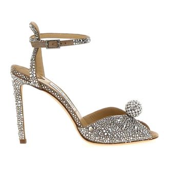 Jimmy Choo London Schoenen, Dames, Grijs, 37 1/2 EU, Leer, Sacora 100 Sandalen