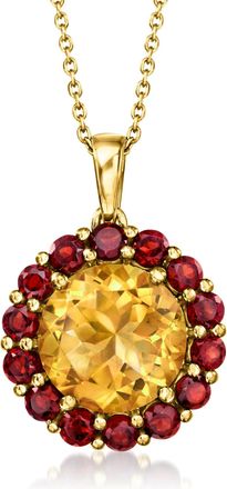 Ross-Simons Citrine and Garnet Pendant Necklace in 18kt Gold Over Sterling