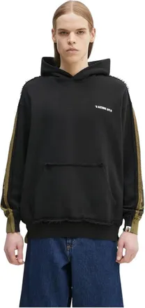 A Bathing Ape 1St Camo Blocking Raw Edge Hoodie - - Sweatshirts & Hoodies - Uomo - Nero - L