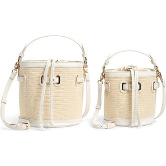 Mali + Lili Gina Set of 2 Twinning Straw Bucket Bags in White/Natural at Nordstrom Rack