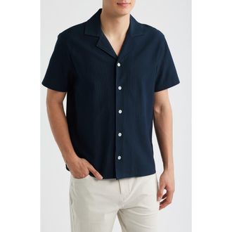 Reiss Kadin Short Sleeve Stretch Button-Up Shirt in Navy at Nordstrom, Size Xx-Large