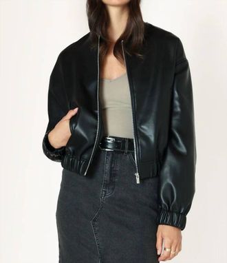 Dex Clothing Faux Leather Bomber Jacket In Black