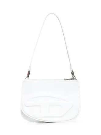 Diesel Embossed Logo Leather Shoulder Bag - White