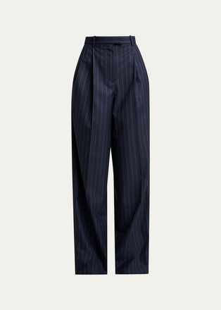Givenchy Striped Pleated Wool-Cashmere Pants