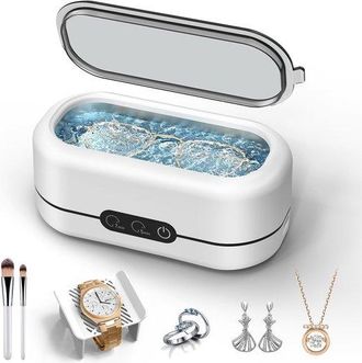 No Brand Limpiador Ultras&oacute;nico De 48 Khz - Apto Para Joyas, Gafas, Relojes Y Pr&oacute;tesis Dentales - R&aacute;pido Y Eficiente - Blanco - 1 Unidad