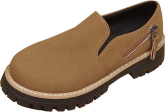 Generic Brown Feminine Four-Season Shoes with Round Toe and Thick Heel Perfect for Daily Activities Practical for Various Occasions