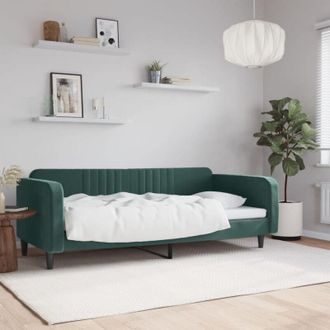 vidaXL Vidaxl - Sof&aacute; Cama Sin Colch&oacute;n Terciopelo Verde Oscuro 100x200 Cm