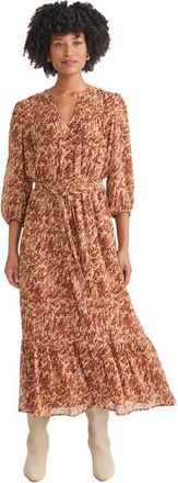 Jones New York Abstract Animal Print Tiered Dress in Caramel Multi at Nordstrom, Size X-Small