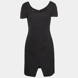 Emporio Armani Black Textured Canvas Mini Dress
