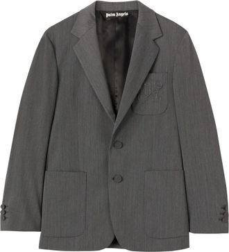 Palm Angels Monogram Pocket Blazer - Heren - Blazers - Grijs - M - Wol - Jassen