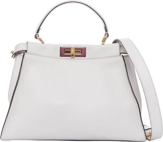 Fendi Fendi Beige Leather Peekaboo Medium Selleria Bag (Authentic Pre-Loved)