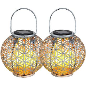 Globo Lighting Lampada solare da esterno luce solare orientale Lanterna solare a led da esterno, effetto luce fiore della vita, 1x led bianco caldo, PxH 20x29 cm