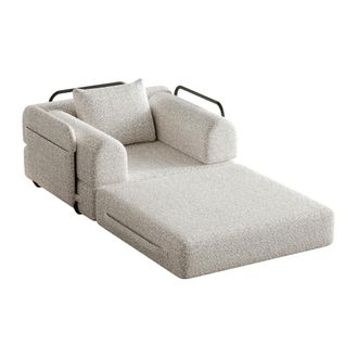STILVORA Sof&aacute; Cama Convertible Modular De 1 Plaza En Chenilla, Con Almacenaje En El Reposabrazos, Estructura De Acero, Caqui