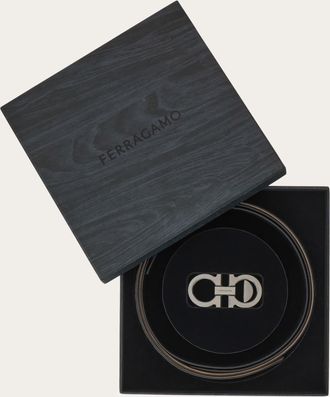 Ferragamo Men Belt Box with Gancini buckle Black