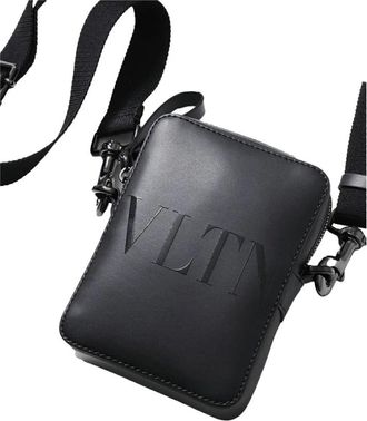 Valentino Vintage, unisex, Zwart, ONE Size, Leer, Pre-owned Small Vltn Leren Crossbody Tas