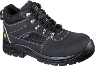 Skechers Mens Trophus Letic Memory Foam Leather Safety Boots - Black Nubuck Leather - Size UK 8