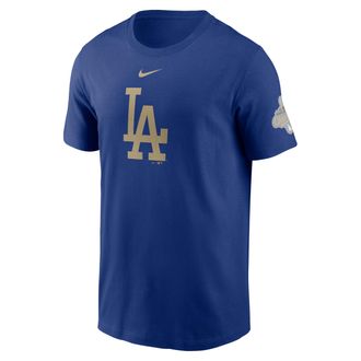 Nike Los Angeles Dodgers 2025 World Series Champion Gold Series Logo Nike Mens MLB T-Shirt in Blue | N1994EWLD-JHE