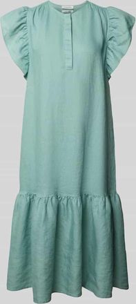 Christian Berg Leinenkleid mit R&uuml;schen und Rundhalsausschnitt in Mint, Gr&ouml;&szlig;e 34