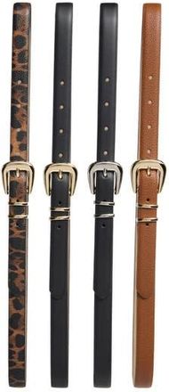 Vince Camuto 4-for-1 Assorted Faux Leather Belts in Black/Leopard at Nordstrom Rack, Size X-Large