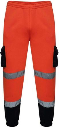 Generic Hi Vis Jogging Bottoms High Visibility Combat Cargo Thick Brush Fleece Trousers Reflective Tape Safety Work Wear Elasticated Waist Joggers Sweat Jog T