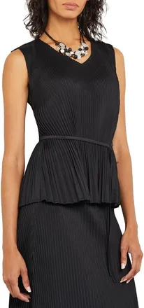 Misook Tie Waist Pleated Sleeveless Top in Black at Nordstrom Rack, Size X-Large