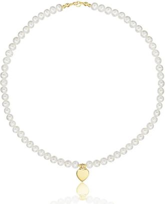 Lily & Roo Gold Large Pearl Personalised Heart Necklace