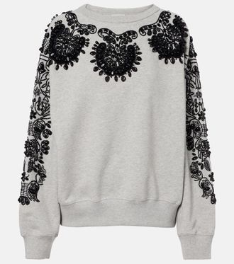 Dries Van Noten Embellished cotton jersey sweatshirt