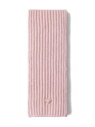 Prada enameled triangle rib knit scarf - Pink