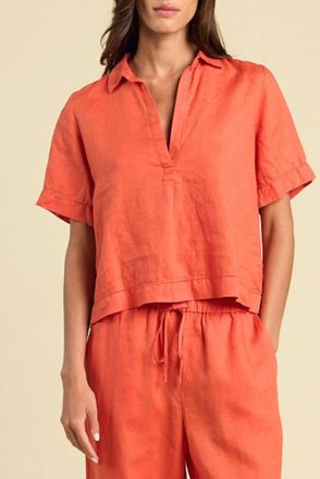 Trovata Cora Short Sleeve Shirt In Dried Apricot
