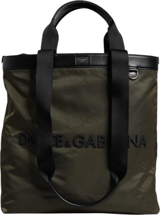 Dolce & Gabbana Militair Groen Nylon Schouderband Tote Bag