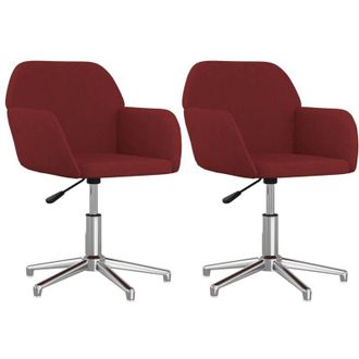 vidaXL Sillas De Comedor Giratorias 2 Unidades Tela Rojo Tinto Vidaxl