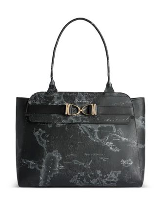 Alviero Martini 1A Classe world-map buckle tote bag - Black