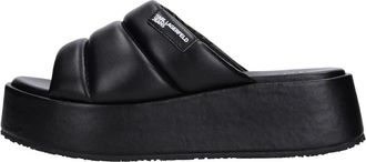 Karl Lagerfeld Puffer Flatform Slides - Dames - Sandalen - Zwart - 36 EU - Leer - Schoenen