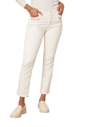 Paige Cindy Pant With Modern Zip Pocket In Ecru