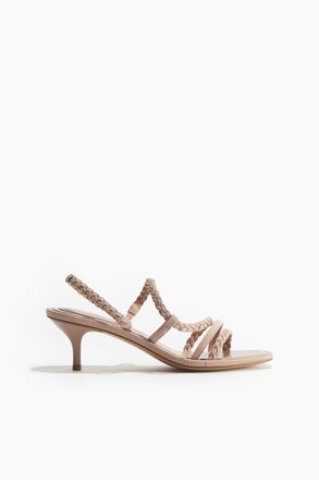H&M Hohe Sandaletten aus Veloursleder - Beige