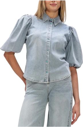 Janice Lars Blouse - Dames - Spijkeroverhemden - Blauw - 2XL - Katoen - Overhemden