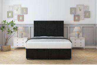 Comfort Beds The Foxy Plush Ottoman Bed Base-26 Strutted Headboard in Black | Size: Small Single