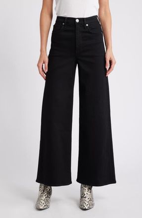 Rag & Bone Flexi Sofie High Waist Ankle Wide Leg Jeans in Black at Nordstrom, Size 25