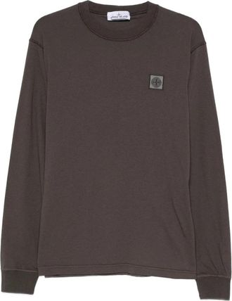Stone Island Logo Patch Lange Mouw T-Shirt - Heren - Longsleeves - Grijs - M - Katoen - Tops