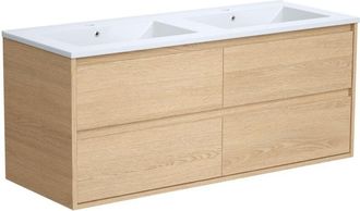 Vente-Unique Mobile per bagno sospeso con lavabo da incasso 120 cm Placcatura rovere - MILIPAM