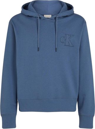 Calvin Klein Logo Appliqu&eacute; Hoodie - Heren - Hoodies - Blauw - XS - Katoen - Hoodies & sweatvesten